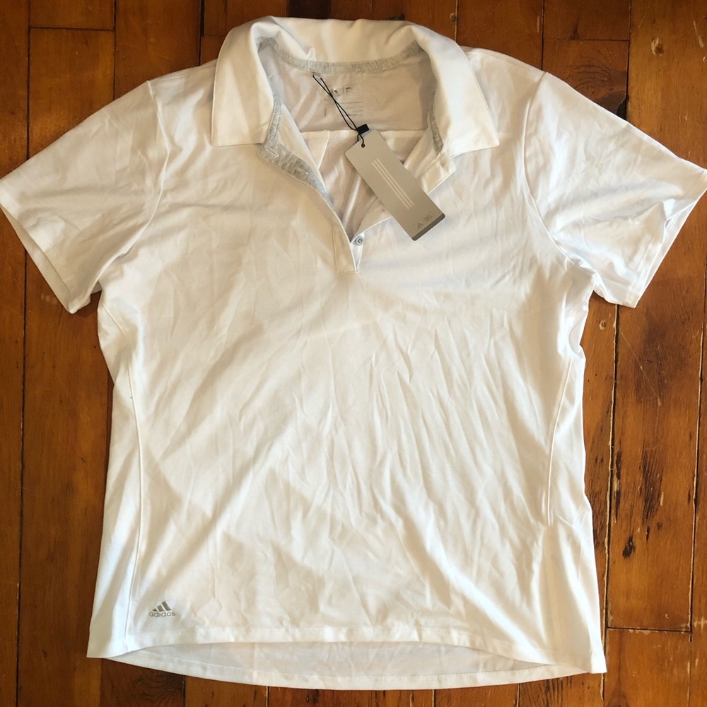 Adidas White Cotton Golf Polo